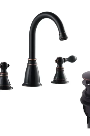Legion Furniture 9" Oil Rubbed Bronze Two Metal Lever Handle With Pop-up Drain Fan Favorite