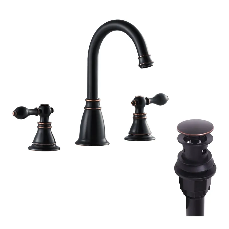 Legion Furniture 9" Oil Rubbed Bronze Two Metal Lever Handle With Pop-up Drain Fan Favorite