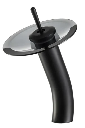 Mega Sale Vinnova Torino 12" Single Hole Matte Black High Arc Waterfall Glass Vessel Bathroom Sink Faucet