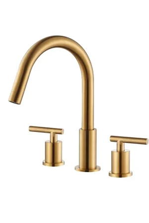 Original Vinnova Lodosa 10" Two Hole Brushed Gold 8" Widespread High Arc Bathroom Sink Faucet