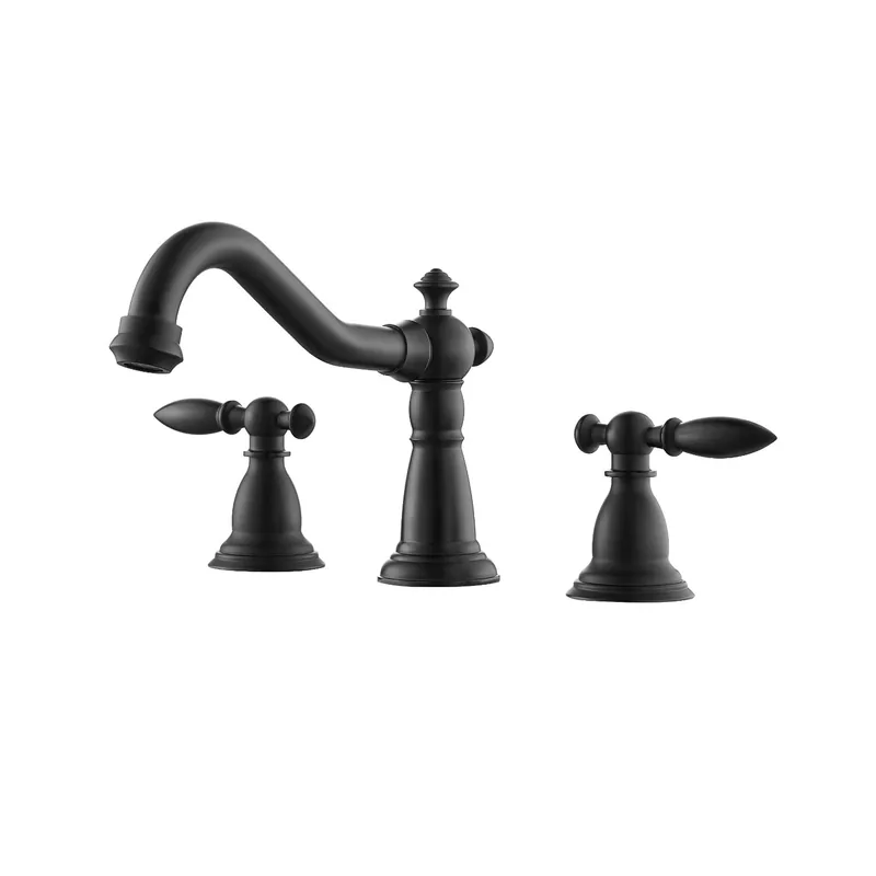 Vinnova Corella 6" Two Hole Matte Black 8" Widespread Low Arc Bathroom Sink Faucet Trending
