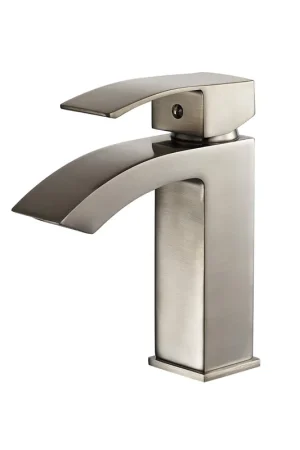 Affordable Vinnova Noya 7" Single Hole Satin Nickel Low Arc Vessel Bathroom Sink Faucet