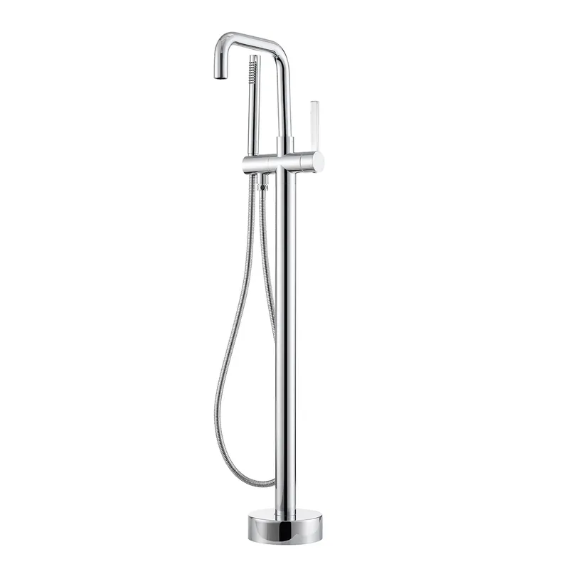 Free Returns Vinnova Delara 42" Single Hole Polished Chrome Freestanding Tub Filler Faucet With Hand Shower