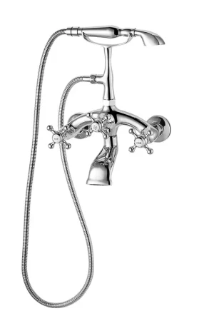 Direct From Manufacturer Vinnova Junifer 14" Single Hole Polished Chrome Wall-Mounted Adjustable Center Tub Faucet With Hand Shower