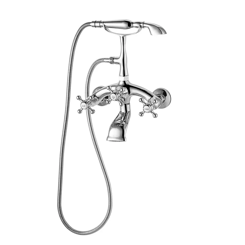 Direct From Manufacturer Vinnova Junifer 14" Single Hole Polished Chrome Wall-Mounted Adjustable Center Tub Faucet With Hand Shower