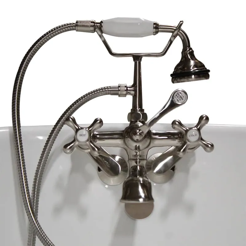 Buy Online Cambridge Plumbing Brushed Nickel Clawfoot Tub Wall Mount British Telephone Faucet With Hand Held Shower