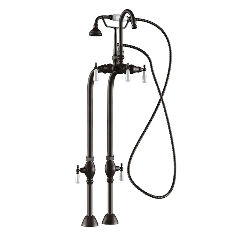Best Price Cambridge Plumbing Oil Rubbed Bronze Clawfoot Tub Floor Mounted British Telephone Faucet & Hand Held Shower Combination