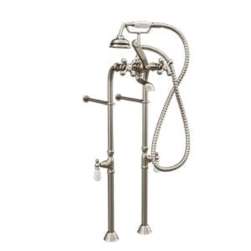 Affordable Cambridge Plumbing Brushed Nickel Claw Foot Tub Floor Mounted British Telephone Faucet & Hand Held Shower Comb