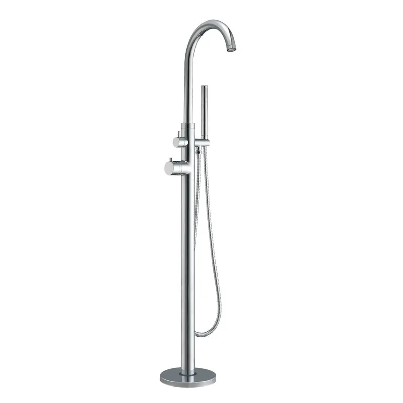 Whitehaus Bathhaus WHT7369S-C Polished Chrome Freestanding 41" Single Lever Tub Filler With Integrated Diverter Valve Clearance