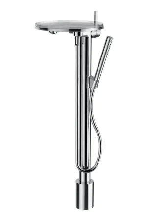 Best Choice Laufen Kartell 31" Chrome Fixed-Spout Floor-Mounted Bathtub Faucet With Hand Shower