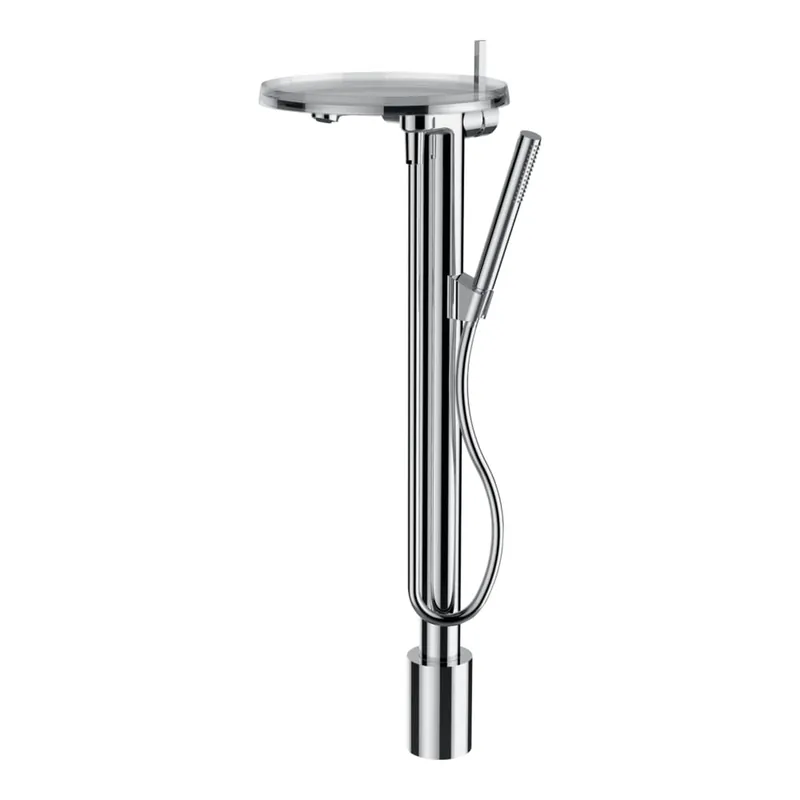 Best Choice Laufen Kartell 31" Chrome Fixed-Spout Floor-Mounted Bathtub Faucet With Hand Shower