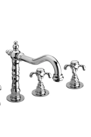 Trending LaToscana Ornellaia Chrome Roman Tub Faucet With Cross Handles, Diverter & Handheld Shower