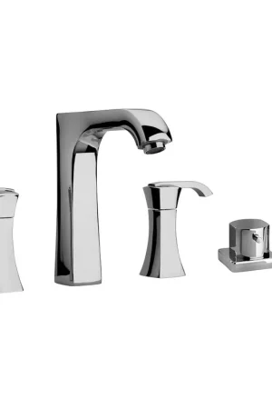 LaToscana Lady Chrome Roman Tub Faucet With Lever Handles, Diverter & Handheld Shower No Minimum Order