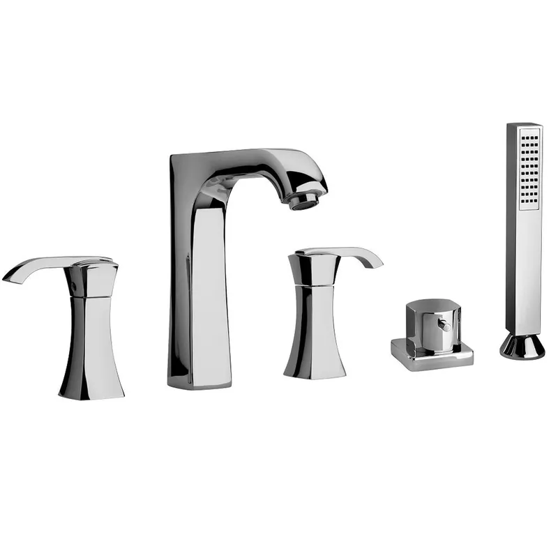 LaToscana Lady Chrome Roman Tub Faucet With Lever Handles, Diverter & Handheld Shower No Minimum Order