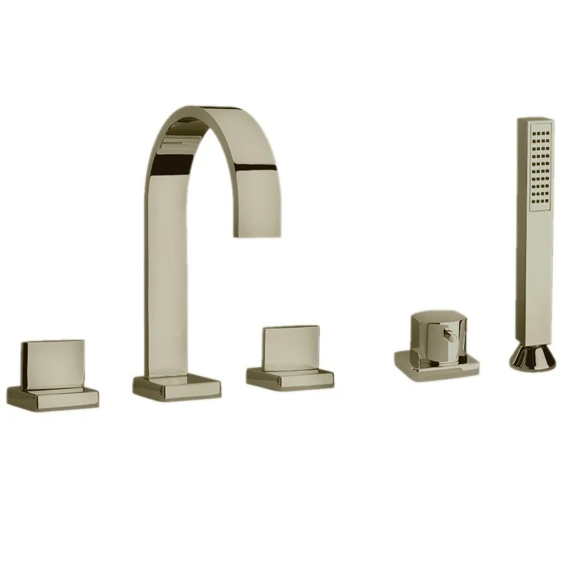 Top Rated LaToscana Novello Brushed Nickel Roman Tub With Lever Handles, Diverter & Handheld Shower