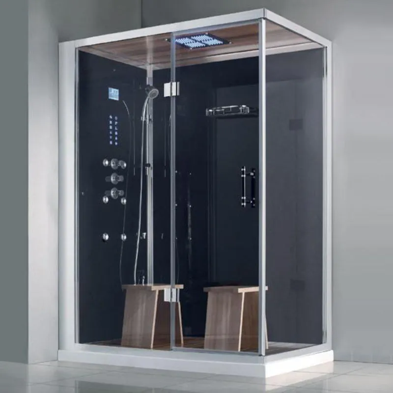 Athena Black 59" x 36" x 89" 2-Person 12-Jet Framed Rectangular Steam Shower With Left Handed Hinged Door Flash Sale
