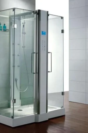 Athena 59" x 36" x 89" 2-Person 12-Jet Framed Rectangular Steam Shower With Dual Hinged Doors & LED Chromatherapy Lighting Brand New