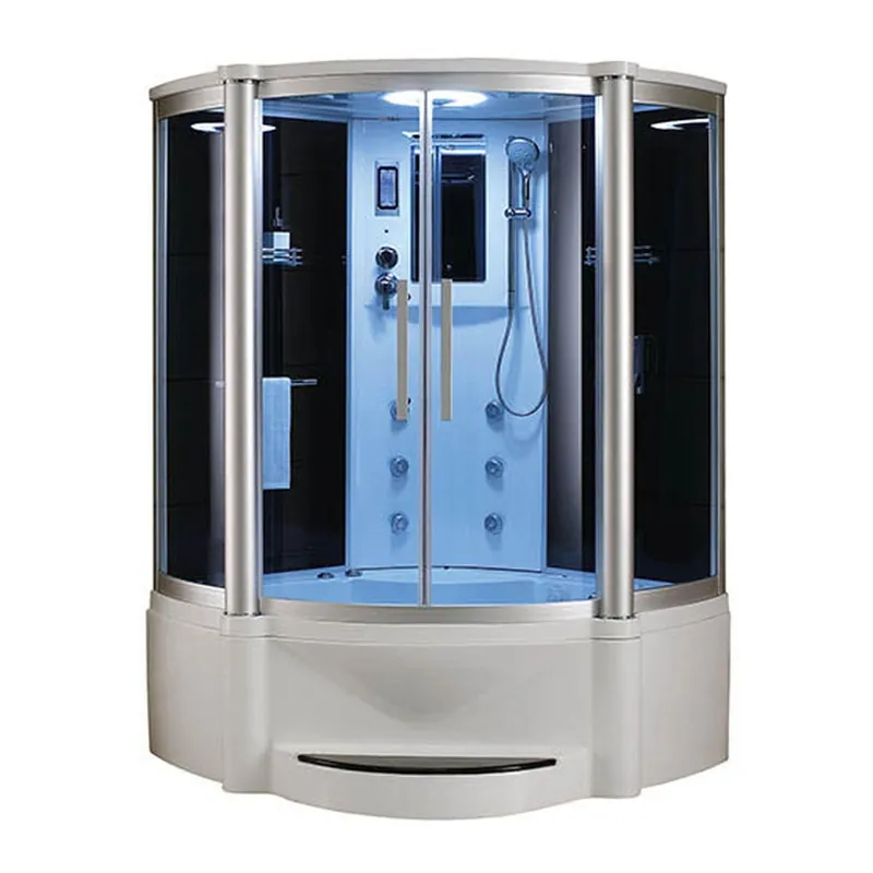 Direct From Manufacturer Mesa 55" x 55" x 87" Blue Tempered Glass Combination Steam Shower Jetted Tub With 3kW Steam Generator, 6 Acupuncture Jets and 6 Whirlpool Jets