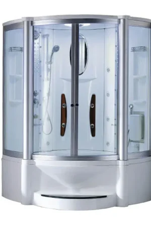 Fresh Stock Mesa 55" x 55" x 87" Clear Tempered Glass Combination Steam Shower Jetted Tub With 3kW Steam Generator, 6 Acupuncture Jets and 6 Whirlpool Jets