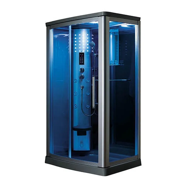 Mesa 45" x 35" x 85" Blue Tempered Glass Freestanding Walk In Steam Shower With Left-Hand Control Panel Configuration, 3kW Steam Generator and 6 Acupuncture Water Body Jets Trending