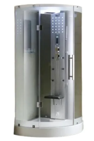 Mesa 38" x 38" x 85" Clear Tempered Glass Corner Steam Shower With 3kW Steam Generator, 6 Acupuncture Water Body Jets and Ozone Sterilization System Authentic