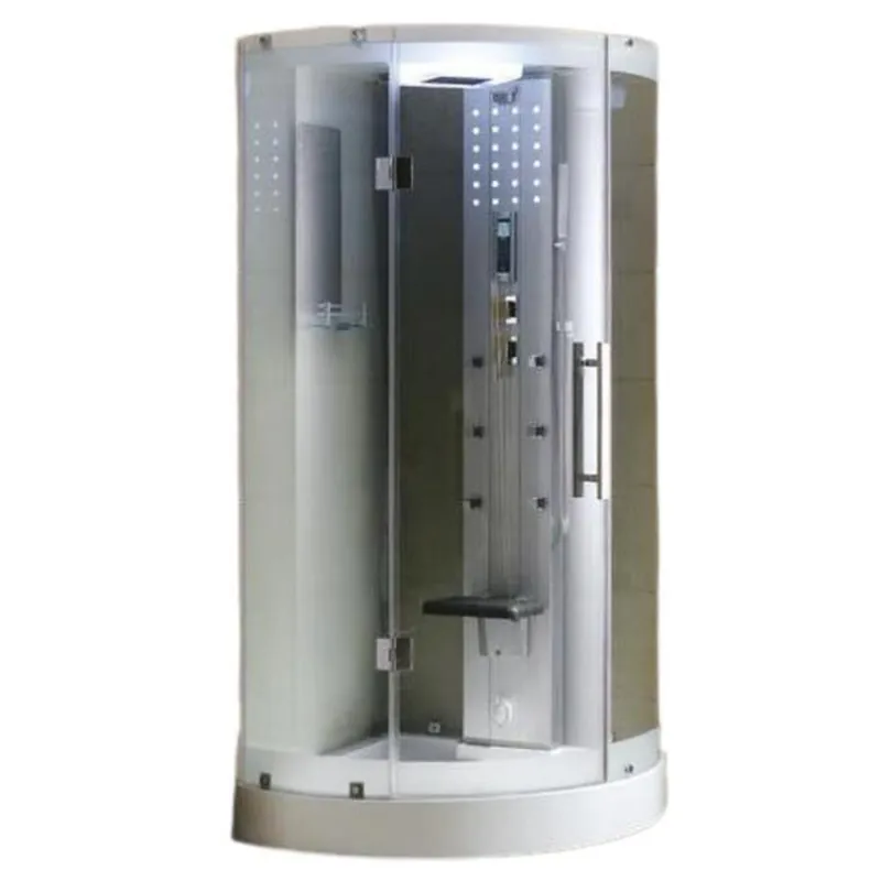 Mesa 38" x 38" x 85" Clear Tempered Glass Corner Steam Shower With 3kW Steam Generator, 6 Acupuncture Water Body Jets and Ozone Sterilization System Authentic