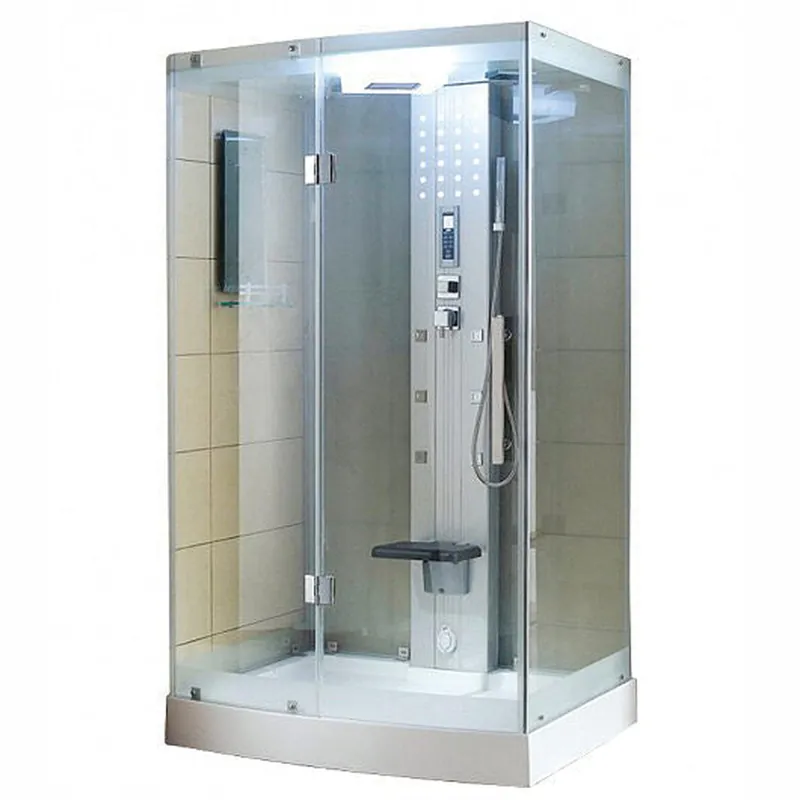 Mesa 47" x 35" x 85" Clear Tempered Glass Freestanding Walk In Steam Shower With 3kW Steam Engine, 6 Acupuncture Water Body Jets and Ozone Sterilization System Markdown