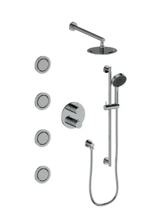 Brand New ZLINE Emerald Bay Chrome Thermostatic Rain Shower System With 4 Body Jets