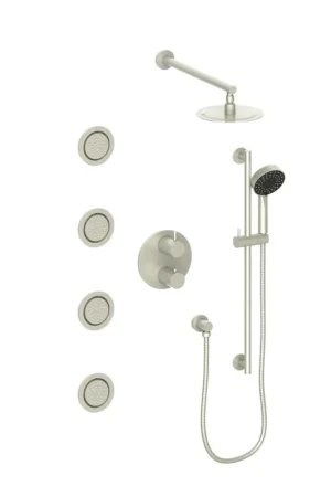 ZLINE Emerald Bay Brushed Nickel Thermostatic Rain Shower System With 4 Body Jets Money Back Guarantee