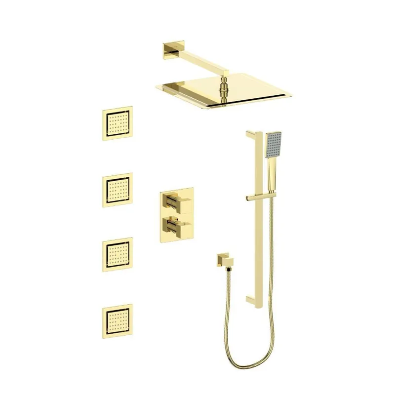 ZLINE Crystal Bay Polished Gold Thermostatic Rain Shower System With 4 Body Jets Authentic