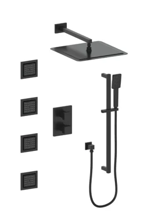 Express Delivery ZLINE Crystal Bay Matte Black Thermostatic Rain Shower System With 4 Body Jets