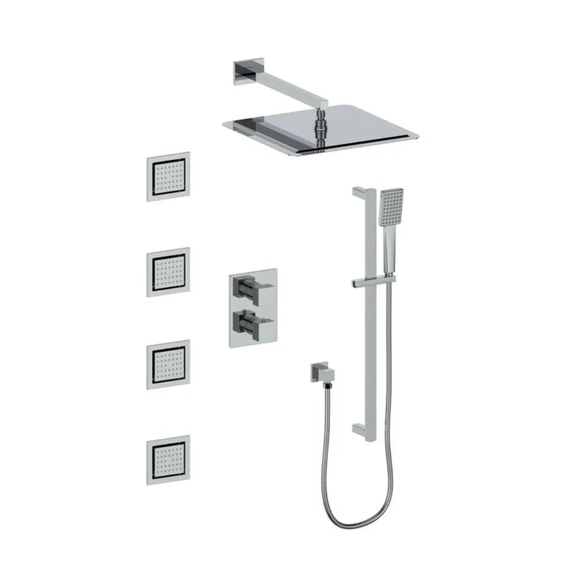 Worldwide Shipping ZLINE Crystal Bay Chrome Thermostatic Rain Shower System With 4 Body Jets