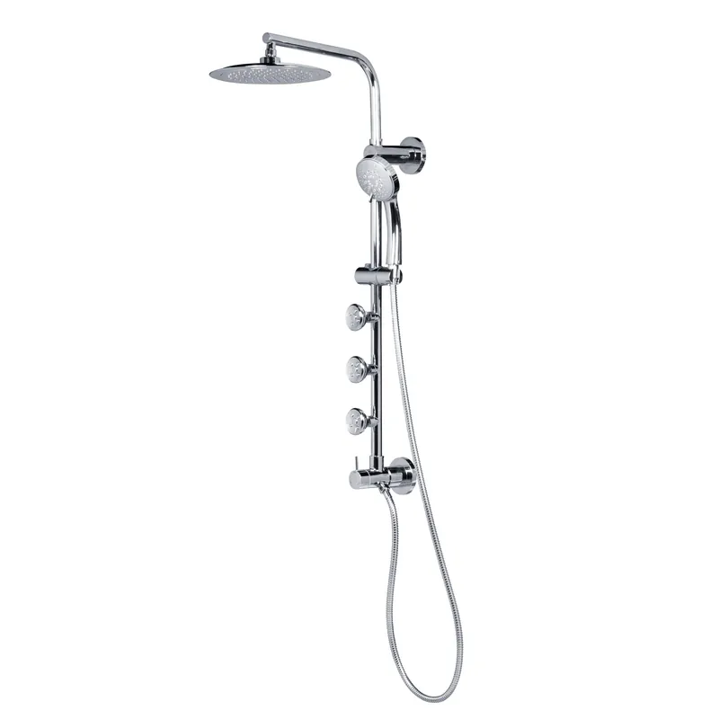 PULSE ShowerSpas Lanai 1.8 GPM Rain Shower System in Chrome Finish With 3-Power Spray Body Jet and 3-Function Hand Shower New Release