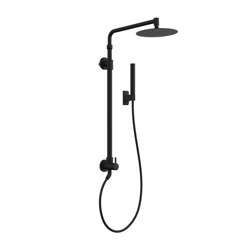 PULSE ShowerSpas Atlantis 2.5 GPM Rain Shower System in Matte Black Finish With 5-Power Nozzle and Single Function Hand Shower Modern