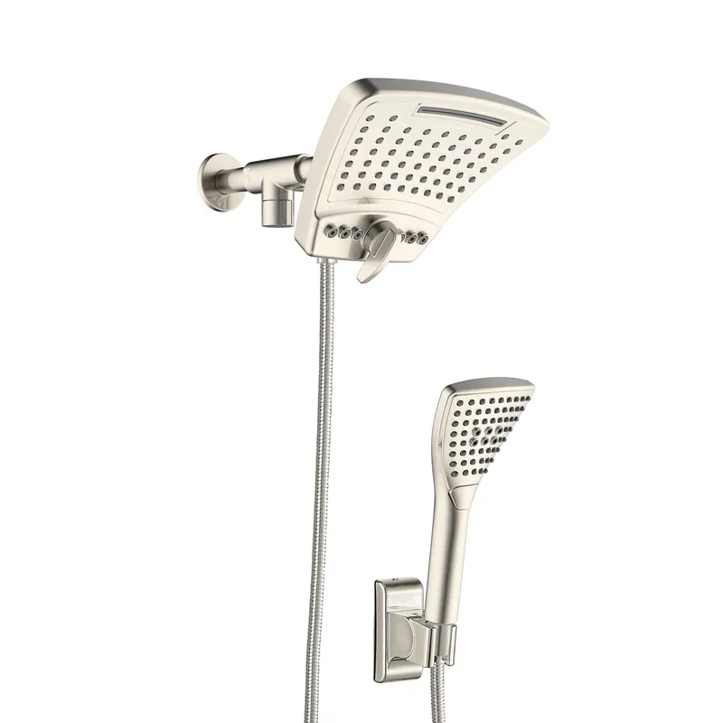 Worldwide Shipping PULSE ShowerSpas PowerShot 3-Function Curved Shower Head 2.5 GPM in Brushed Nickel Finish Shower System With 3-Function Hand Shower
