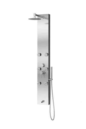 Fan Favorite PULSE ShowerSpas Monterey 59" Rain Shower Panel 2.5 GPM in Brushed Stainless Steel Finish With 6-Silk Spray Body Jet and Hand Shower