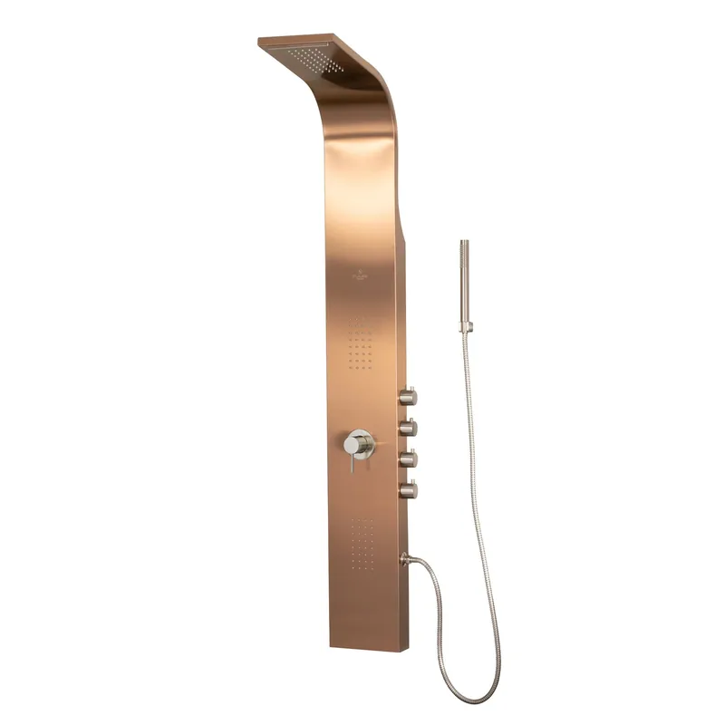 PULSE ShowerSpas Santa Cruz 62" Oversized Body Jets Shower Panel in Brushed Bronze Finish With Dual Function Shower Head and Hand Shower Price Cut