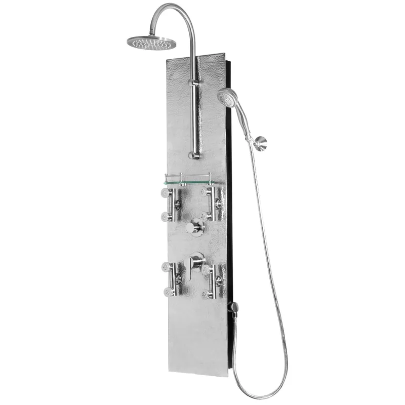 PULSE ShowerSpas Vaquero 2.5 GPM Rain Shower Panel in Hammered Brushed Nickel Finish With 4 Dual Head Body Jets and 5-Function Hand Shower Buy Online