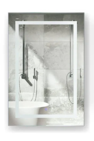 Final Sale Krugg Reflections Svange 24" x 36" 5000K Single Right Opening Rectangular Recessed/Surface-Mount Illuminated Silver Backed LED Medicine Cabinet Mirror With Built-in Defogger, Dimmer and Electrical Outlet