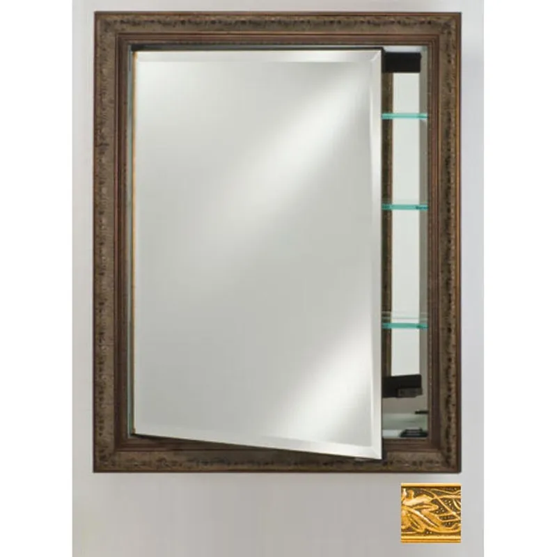 Afina Signature 24" x 36" Aristocrat Antique Gold Recessed Reversible Hinged Single Door Medicine Cabinet With Beveled Edge Mirror Editor’s Pick