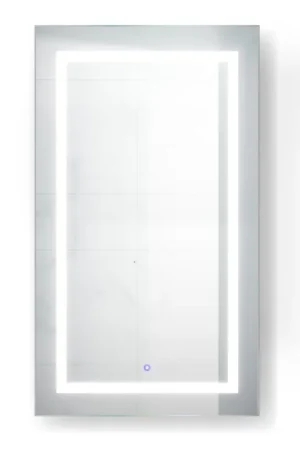Bulk Order Krugg Reflections Svange 24" x 42" 5000K Single Right Opening Rectangular Recessed/Surface-Mount Illuminated Silver Backed LED Medicine Cabinet Mirror With Built-in Defogger, Dimmer and Electrical Outlet