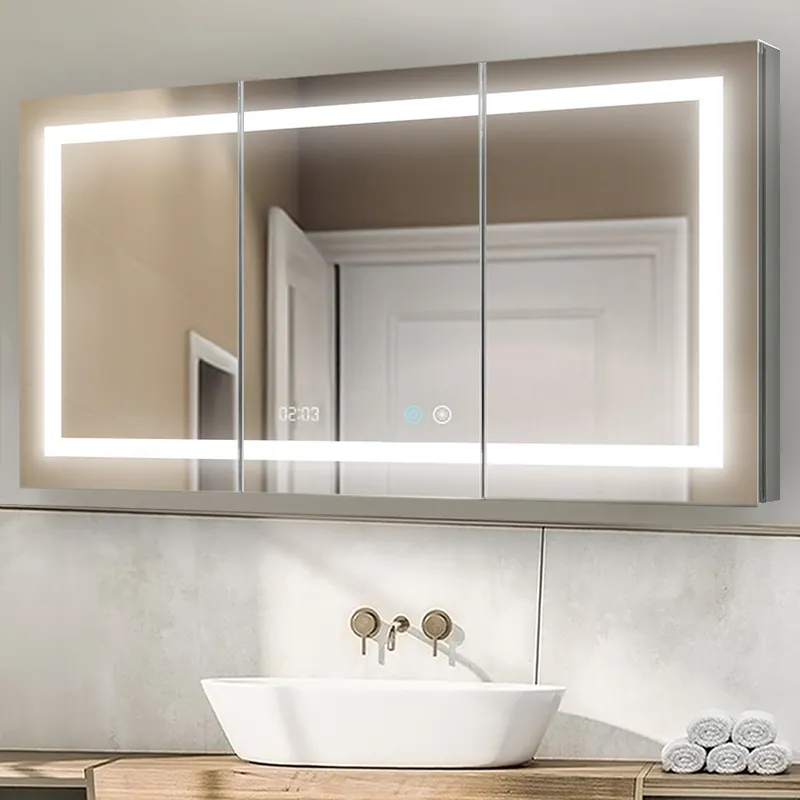 Aquadom Signature Royale 60" x 36" Triple-Door LED Lighted Medicine Cabinet With Defogger, Integrated LED 3X Magnifying Mirror and Electrical Outlet With USB Top Pick