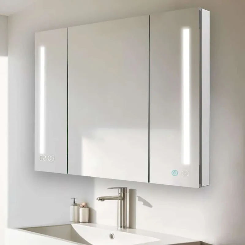 Aquadom Signature Royale 48" x 30" Triple-Door LED Lighted Medicine Cabinet With Defogger, Integrated LED 3X Magnifying Mirror and Electrical Outlet With USB Original