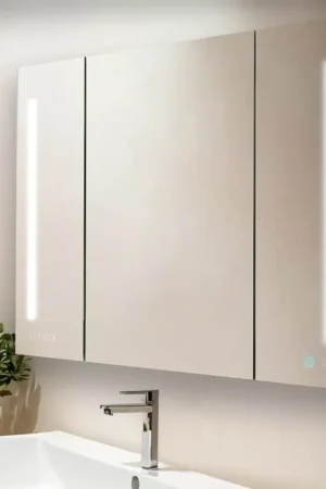 Fan Favorite Aquadom Signature Royale 40" x 30" Triple-Door LED Lighted Medicine Cabinet With Defogger, Integrated LED 3X Magnifying Mirror and Electrical Outlet With USB