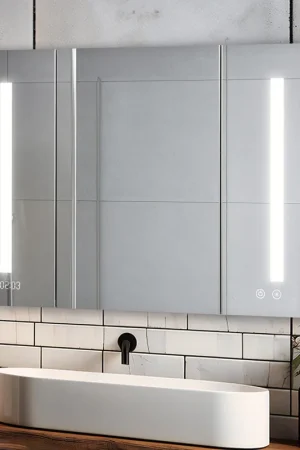 Must Have Aquadom Signature Royale 36" x 30" Triple-Door LED Lighted Medicine Cabinet With Defogger, Integrated LED 3X Magnifying Mirror and Electrical Outlet With USB