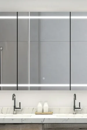 Aquadom Royale Plus 48" x 36" Triple-Door LED Lighted Medicine Cabinet With Defogger, Integrated LED 3X Magnifying Mirror and Electrical Outlet With USB Handmade
