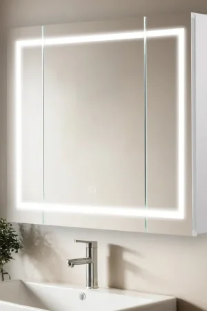 Express Delivery Aquadom Royale Plus 48" x 30" LED Lighted Medicine Cabinet With Defogger, Integrated LED 3X Magnifying Mirror and Electrical Outlet With USB