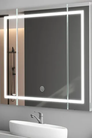 Aquadom Royale Plus 40" x 30" Triple-Door LED Lighted Medicine Cabinet With Defogger, Integrated LED 3X Magnifying Mirror and Electrical Outlet With USB Handmade