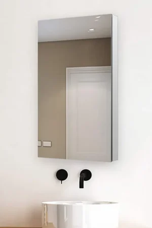 Buy Direct Aquadom Royale 24" x 30" Rectangular Right-Hinged Recessed or Surface Mount Medicine Cabinet With LED Lighting, Touch Screen Button, Defogger