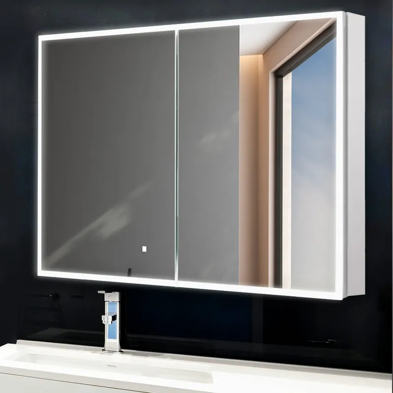 Best Seller Aquadom Edge Royale 48" x 32" LED Lighted Medicine Cabinet With Defogger, Integrated LED 3X Magnifying Mirror, 8mm Clear Adjustable Glass Shelves and Electrical Outlet With USB